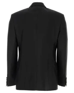 Men's Wool-Silk Blend Blazer Black Virgin Blazers