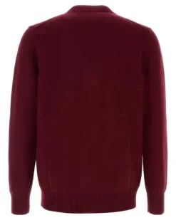 Men Wool-Cashmere Blend Cardigan Red Mix