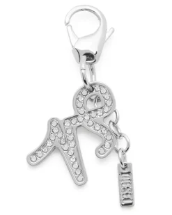 Metallanhänger Steinbock mit Strasssteinen - Charms und Schlüsselanhänger - Unisex - Silber