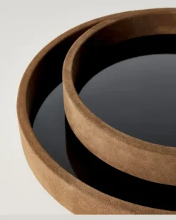 Michaël Verheyden Deko-Schale Medium mit Veloursleder Braun