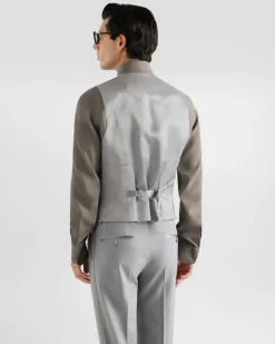 Micro-rib Tuxedo Vest - Mann Anzüge Und Blazer Grau