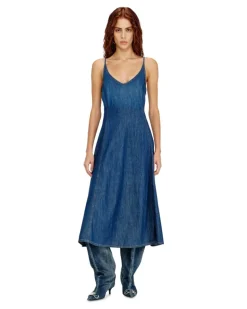 Midikleid aus Clean-Wash-Denim - Kleider - Damen - Blau