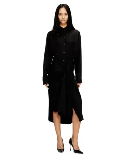 Midikleid mit verdrehtem Detail - Kleider - Damen - Schwarz
