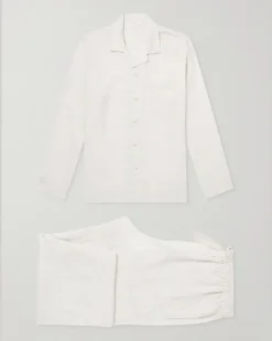 Milan 31 Printed Linen Pyjama Set Neutrals