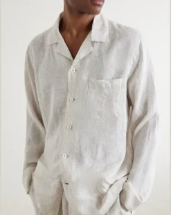 Milan 31 Printed Linen Pyjama Set Neutrals