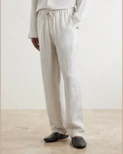 Milan 31 Printed Linen Pyjama Set Neutrals
