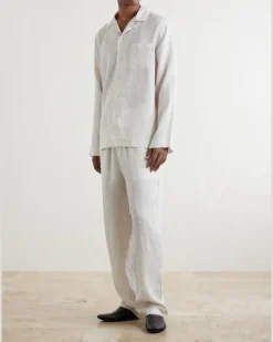 Milan 31 Printed Linen Pyjama Set Neutrals