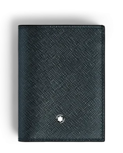 Mini Brieftasche 4 cc aus Sartorial Leder - Tweed-Blau - Leder - MB220382 - Brieftaschen