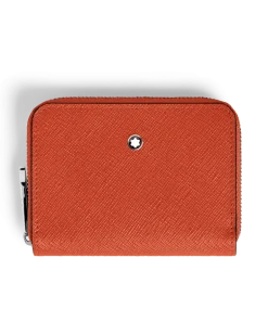 Mini-Brieftasche 2 cc mit Reißverschluss aus Sartorial Leder - Mandarine - Leder - MB221340 - Brieftaschen