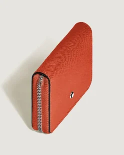 Mini-Brieftasche 2 cc mit Reißverschluss aus Sartorial Leder - Mandarine - Leder - MB221340 - Brieftaschen