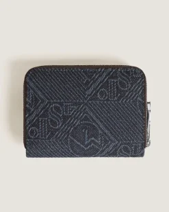 Mini Brieftasche 2 cc mit Reißverschluss aus 4810 Denim - Blau - Stoff und Leder - MB221478 - Brieftaschen