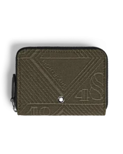Mini Brieftasche 2 cc mit Reißverschluss aus 4810 Jacquard - Khaki - Stoff und Leder - MB220263 - Brieftaschen