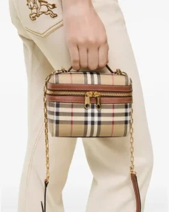 Mini Check Kosmetiktasche - Nude