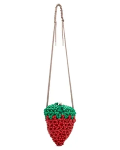Mini Gürteltasche in Erdbeerform mit Perlen - Rot