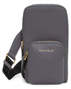 Mini Pixie Handytasche aus gekörntem Leder - Grau