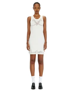 Mini-Tank-Kleid mit Devoré-Spitzen-Effekt - Kleider - Damen - Weiss