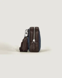 Mini Umhängetasche aus 4810 Denim - Blau - Stoff und Leder - MB221590 - Messenger Bags