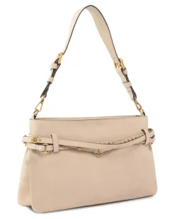 Mittelgroße Belt Bag Schultertasche mit Nieten - Nude