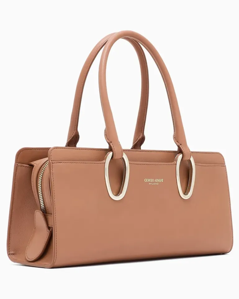 Mittelgroße Henkeltasche aus Leder Braun