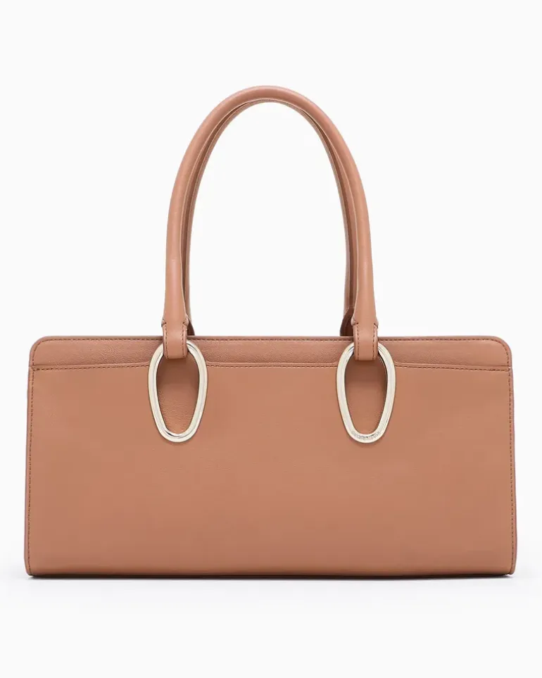 Mittelgroße Henkeltasche aus Leder Braun