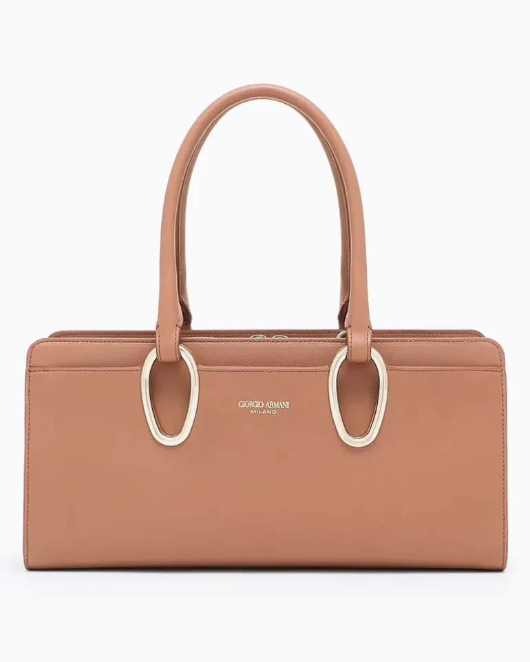 Mittelgroße Henkeltasche aus Leder Braun
