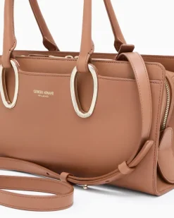 Mittelgroße Henkeltasche aus Leder Braun