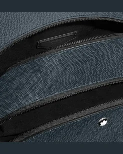 Mittelgroßer Rucksack mit 3 Fächern aus Sartorial Leder - Tweed-Blau - Leder - MB222115 - Rucksäcke