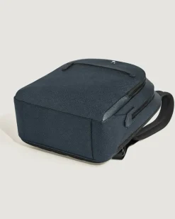 Mittelgroßer Rucksack mit 3 Fächern aus Sartorial Leder - Tweed-Blau - Leder - MB222115 - Rucksäcke