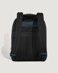 Mittelgroßer Rucksack mit 3 Fächern aus Sartorial Leder - Tweed-Blau - Leder - MB222115 - Rucksäcke