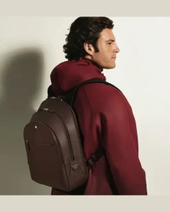 Mittelgroßer Rucksack mit 3 Fächern aus Sartorial Leder - Ebony colour - Leder - MB222929 - Rucksäcke