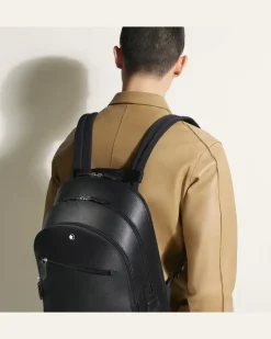 Mittelgroßer Rucksack mit 3 Fächern aus Sartorial Leder - Schwarz - Leder - MB130275 - Rucksäcke