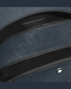 Mittelgroßer Rucksack mit 3 Fächern aus Sartorial Leder - Tweed-Blau - Leder - MB220335 - Rucksäcke