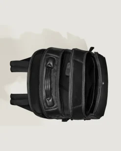 Mittelgroßer Rucksack mit 3 Fächern aus Extreme Leder - Schwarz - Leder - MB199847 - Rucksäcke