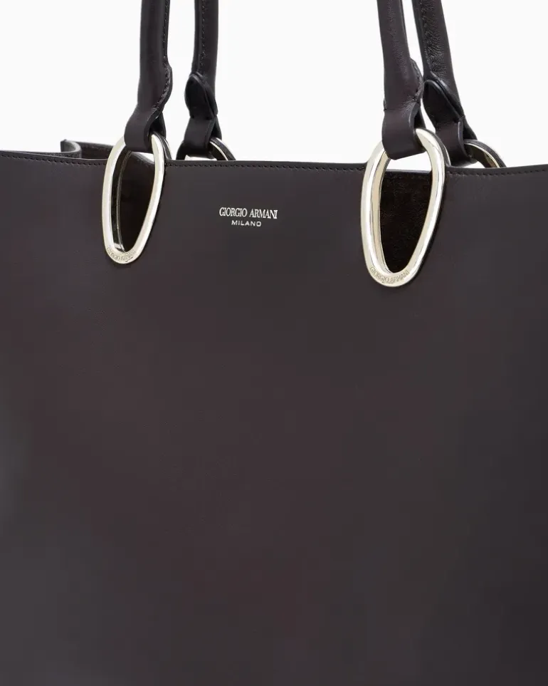 Mittelgroßer Shopper aus Leder Braun