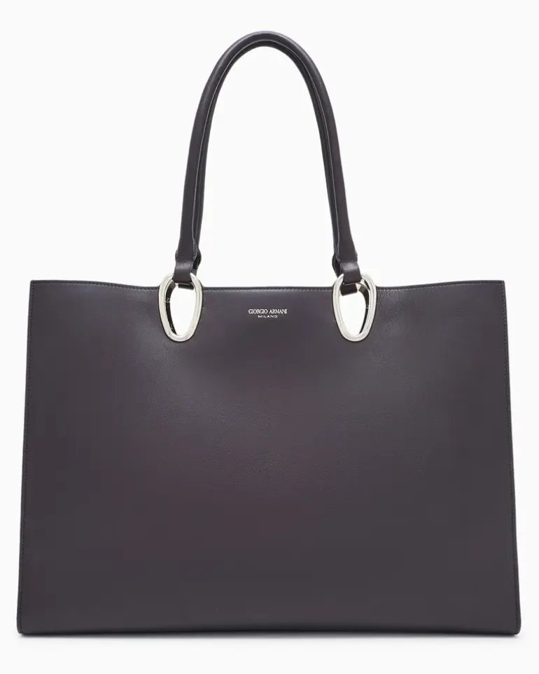 Mittelgroßer Shopper aus Leder Braun