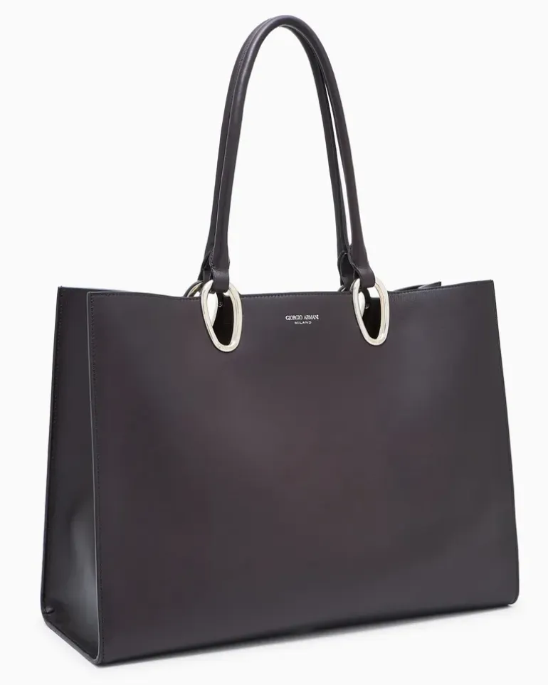Mittelgroßer Shopper aus Leder Braun