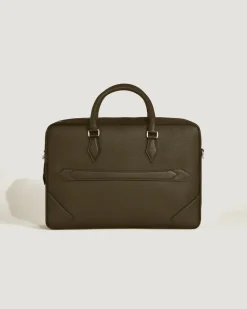 Mittelgroße Schreibmappe aus Grain Leder - Khaki - Leder - MB220455 - Dokumententaschen