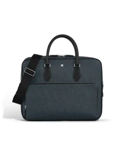 Mittelgroße Schreibmappe mit Tasche aus Sartorial Leder - Tweed-Blau - Leder - MB220332 - Dokumententaschen