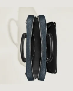 Mittelgroße Schreibmappe mit Tasche aus Sartorial Leder - Tweed-Blau - Leder - MB220332 - Dokumententaschen