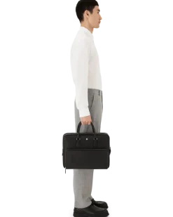 Mittelgroße Schreibmappe mit Tasche aus Sartorial Leder - Schwarz - Leder - MB130271 - Dokumententaschen