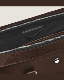 Mittelgroße Schreibmappe mit Tasche aus Sartorial Leder - Ebony colour - Leder - MB222925 - Dokumententaschen
