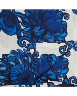 Mittelgroßes Tischdecke mit Blumen - Blau