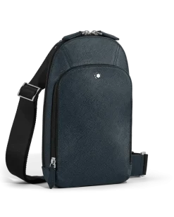 Mittelgroße Umhängetasche aus Sartorial Leder - Tweed-Blau - Leder - MB220356 - Sling Bags