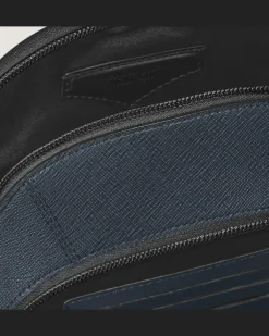 Mittelgroße Umhängetasche aus Sartorial Leder - Tweed-Blau - Leder - MB220356 - Sling Bags