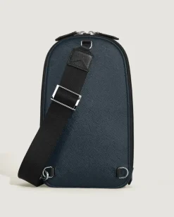 Mittelgroße Umhängetasche aus Sartorial Leder - Tweed-Blau - Leder - MB220356 - Sling Bags