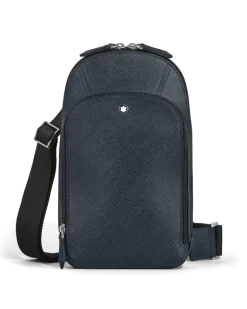 Mittelgroße Umhängetasche aus Sartorial Leder - Tweed-Blau - Leder - MB220356 - Sling Bags