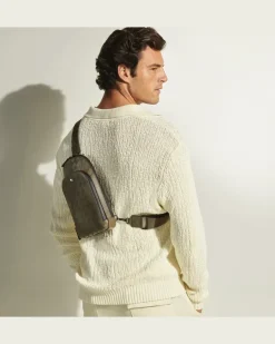Mittelgroße Umhängetasche aus Extreme Leder - Khaki - Leder - MB221602 - Sling Bags