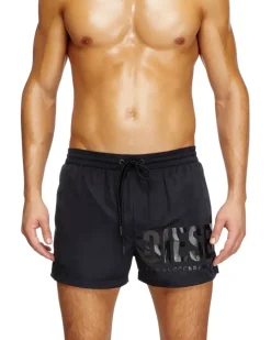 Mittellange Badeshorts mit Logo-Print - Badeshorts - Herren - Schwarz