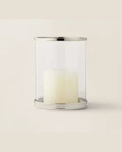Modernes mittelgroßes Windlicht Silver