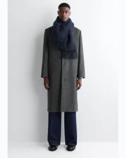 Mohairschal Mit Fransen Blau